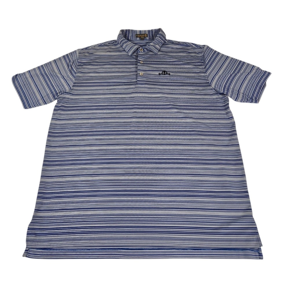 Peter Millar Summer Comfort XL Blue White Striped Golf Polo Shirt